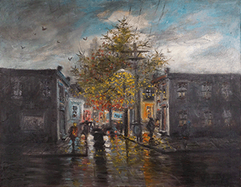 Rainy street scene, Center City